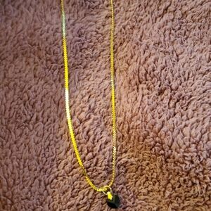 Gold Necklace with Black Pendant